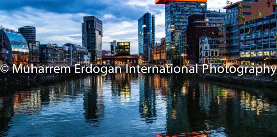 NIGHT IMPRESSIONS DUESSELDORF MEDIENHAFEN GERMANY – 08 – 05 – 2015